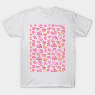 Watercolor branches pattern - pink and orange T-Shirt